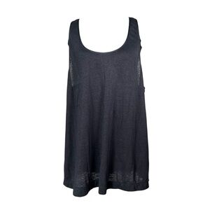 Eileen Fisher Navy Linen Tank Top Thin Light Knit Racerback Flowy A-Line Drape